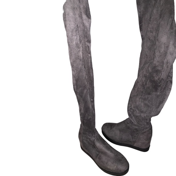Suede Hidden Platform Wedge Over The Knee Boots (Regular Calf) - Picture 3 of 5